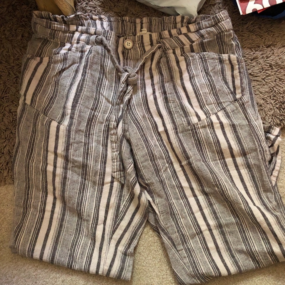 Jolt Linen Striped Drawstring Pants with pockets
